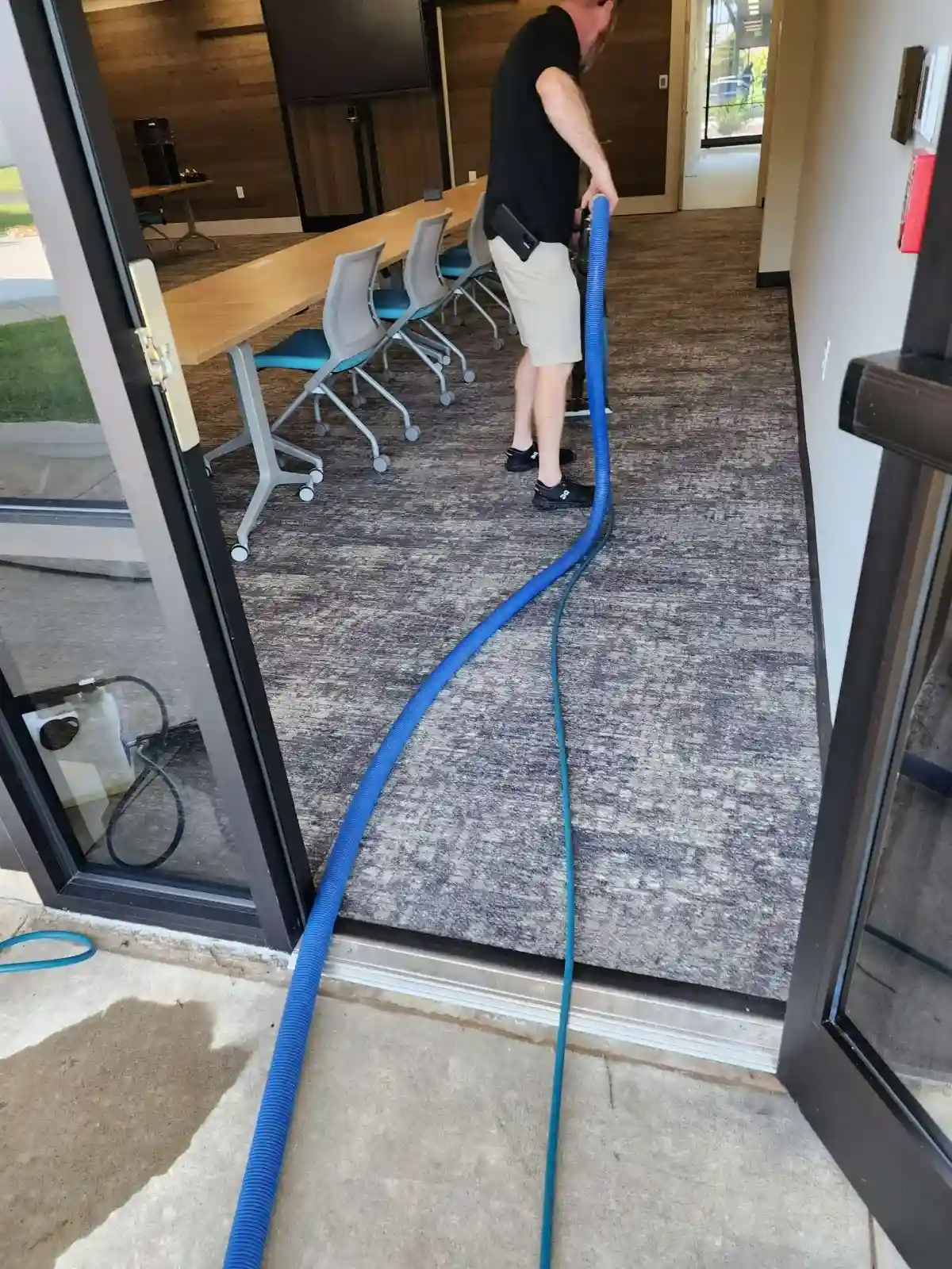 C&K team steam-cleaning office carpet in Durham, NC
