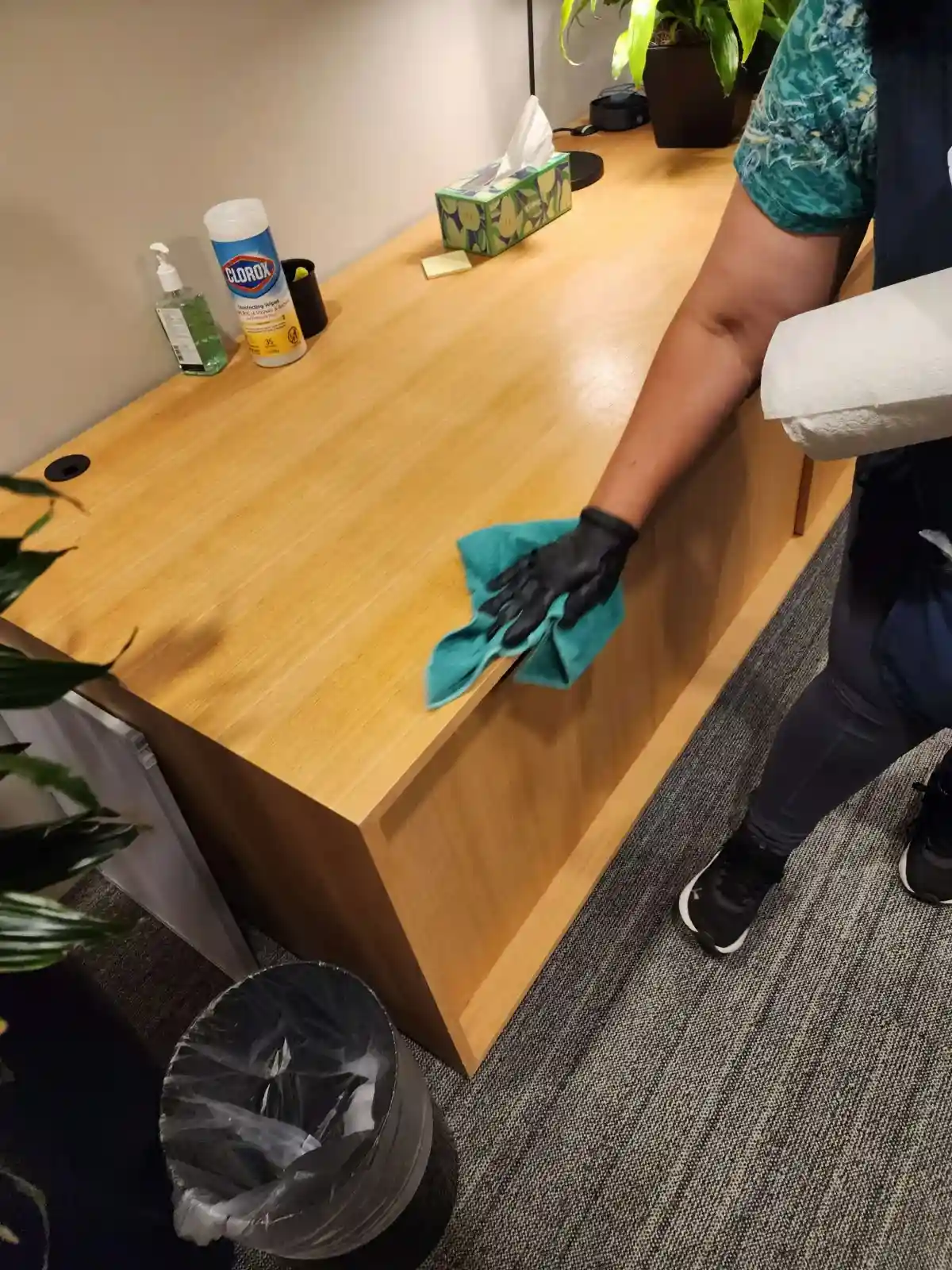 Janitorial cleaning team servicing a commercial office in Durham, NC